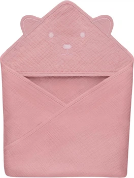 Полотенце муслиновое Lionelo Muslin Hooded Towel с капюшоном 80x80 см Pink Baby (5903771709323)