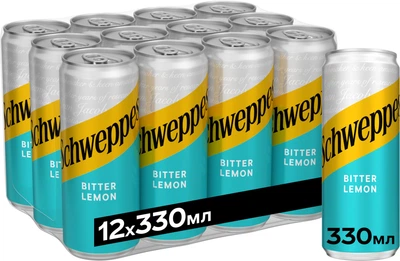 Упаковка безалкогольного напитка Schweppes Bitter Lemon 0.33 л х 12 банок (5449000126542_1)