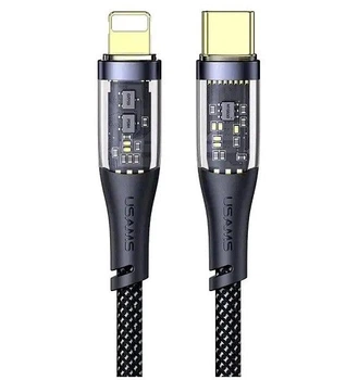 Кабель USAMS SJ573 Type-C Lightning 20W Прозорий 1.2м Чорний
