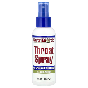 Спрей для горла з екстрактом насіння грейпфрута NutriBiotic "Throat Spray with Grapefruit Seed Extract" з цинком, алое віра та ментолом (118 мл)