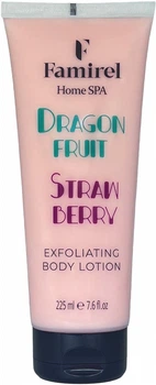 Відлущувальний лосьйон для тіла Famirel Home Spa Exfoliant Body Lotion Dragon Fruit & Strawberry Пітахайя і полуниця 225 мл (7290114086264)