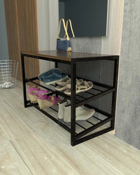Обувная полка в стиле лофт EcoLoft Грід DSP-1383-11 Орех Модена