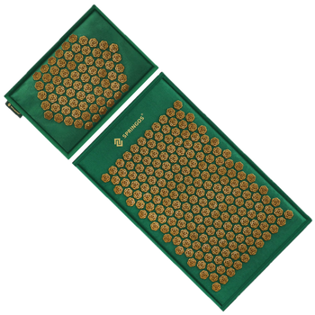 Килимок для акупресури Springos FA0154 з шипами та подушкою 65 x 40 см Зелено-золота (5907719490205)