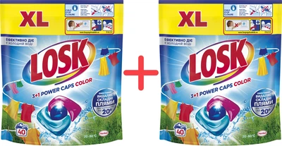 Упаковка капсул для прання Losk 3+1 Power Caps Color 40 шт + 40 шт (9000101802016/9000101802016)