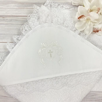 Махровая Крыжма для крещения "Анастасия white "100*100см