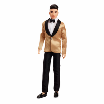Кукла Кен Барби коллекционный Праздничный Азиат в золотом жакете Barbie Signature Ken 2025 Holiday Black Hair (JGN83) (JGN83)