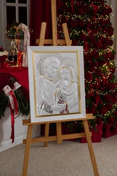 Срібна ікона Свята Родина (LE 4714 42 ORO DM 8330 BG) 36x47 см