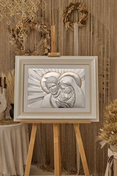 Срібна ікона Свята Родина (81259 7LORO DM 8330 BG) 72х58 см