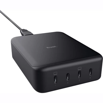 Зарядний пристрій мережевий Trust Maxo 240Вт, GaN, 4xUSB-C, PD Black (25413)