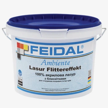 Лазурь акриловая с блестками для отделки поверхностей Feidal Lasur Flittereffekt 2.5л