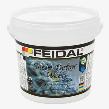 Краска декоративная с эффектом сатина Feidal Satin Dekor Белая 1кг