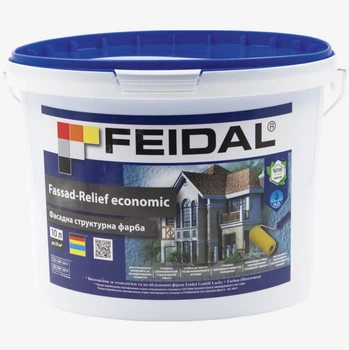 Краска фасадная структурная Feidal Fassad-Relief economic Белая 10л