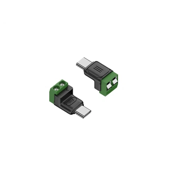 Кутовий адаптер живлення 2-pin клемник на USB Type-C (папа). DIY зарядка 5V-12V 3A для телефону, ноутбука, Terminal Block