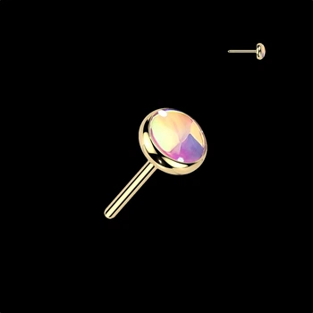 Топ с опалом для титановых лабретов push-in (Цвет: Золото)(QDT487-3-GDP)