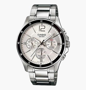 Мужские наручные часы Casio MTP-1374D-7A, кварцевые, стальной браслет