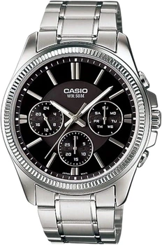 Чоловічий наручний годинник Casio MTP-1375D-1AVDF аналоговий на сталевому браслеті, водозахист 50 м