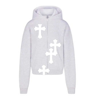 Мужская демисезонная кофта Chrome Hearts на молнии XL серая (ZPHOD18)
