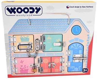 Zabawka WoodyLand Tablica manipulacyjna z zamkami 91989 19895 (8591864919895)