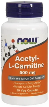 Ацетил Л карнітин Now Foods Acetyl-L-Carnitine 500 мг 50 капсул ARE-576235