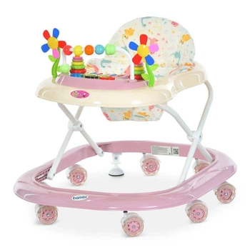 Детские ходунки BAMBI M 3619-2-05, музыкальная панель, свет, регулировка высоты, восемь колес, Розовый