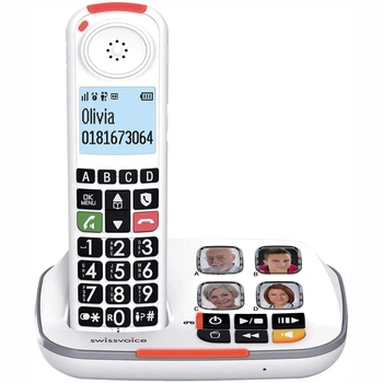 Радиотелефон dect с цифровым автоответчиком большие кнопки звук 40дб белый совместим со слуховыми аппаратами