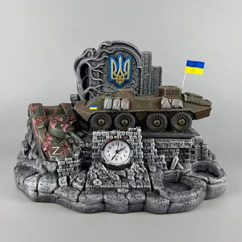 Штоф сувенирный с часами "БТР-70" ручная работа | Декоративная подставка для стопок и фляги PA_1232