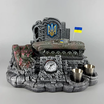 Подарочный набор штоф с часами "БМП-1" стопки + фляга 300 мл | Тематический подарок для военного PA_1087_1