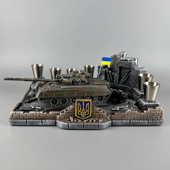 Подарочный набор для водки с танком "Т-80" фляга + стопки | Подарок для дедушки PA_1187_1
