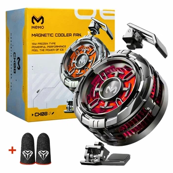 Игровой кулер для телефона MEMO CX08 Frozen 15W вентилятор с магнитом и клипсой + игровые напальчники Shezi Y02