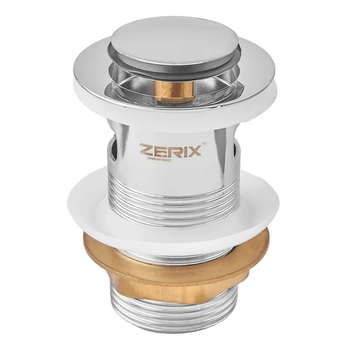 Донный клапан для раковины Zerix BV-05 1 1/4'' с переливом автоматический СLICK-СLACK (Цвет хром