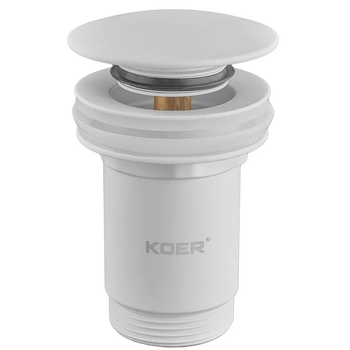Донный клапан для раковины Koer PW-08-03 1 1/4'' без перелива автоматическийСLICK-СLACK (Цвет белый