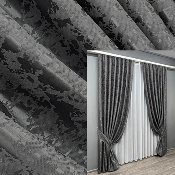 Комплект готовых штор VR-Textil Лен мрамор Pavliani ХО № 1267ш Серо-коричневый 150х280 см 2 шт (33-0100)