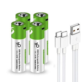 Акумулятори (4 шт.) AA з зарядкою USB Type-C 1.5V Li-Ion 2600mWh Smart + кабель (162330-4)