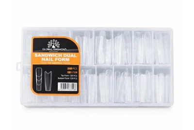 Подвійні форми для нарощування Global Fashion SANDWICH Dual Nail Form, Квадрат, 15 розмірів, 240 шт.