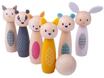 Zestaw do gry w kręgle Bigjigs z drzewa 6 kręgli 2999766 (0691621800102)