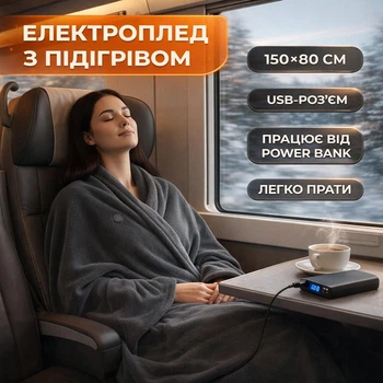 Электроплед с подогревом 150×80 см, USB