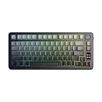 Ігрова бездротова клавіатура AULA S75 PRO 2.4G / Bluetooth / Кабель / З екранчиком / RGB / Акумулятор 4000mAh / Siea Switch / Black Gradient / Чорний градієнт