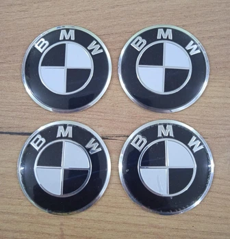 Наклейки для колпачков на диски BMW чёрно-белые 65мм