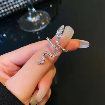 Кільце змія зі стразами перстень зі змією білі кристали Snake