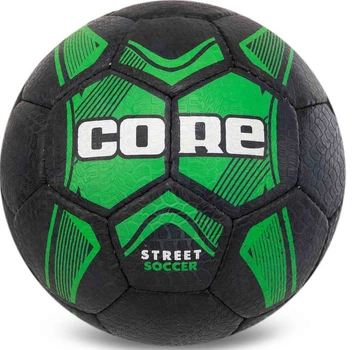 Футбольний м'яч Core Street Soccer чорно-зелений, розмір 5, для вуличного футболу, м'яка спінена гума, бутилова камера(OB_1FEC6B6BD267)