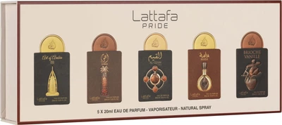 Zestaw wód perfumowanych unisex Lattafa Pride Art Of Arabia III 20 ml + Ajwaa 20 ml + Al Qiam Gold 20 ml + Masa 20 ml + Brioche Vanille 20 ml (6290362348085)