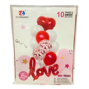 Кулька повітряна ZYBalloon набір 10 шт різного розміру, з серцем і Love 1212-10-7