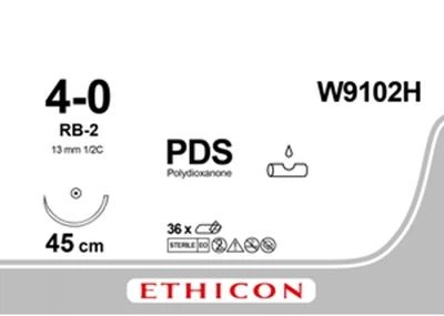 ПДС II Ethicon фиолетовый 45 см М1.5 USP4/0 одна игла RB-2 Тип колющая Taper Point 13 мм 1/2 круга (W9102H)