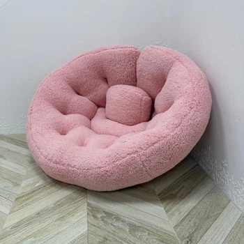 Бескаркасное кресло-кокон трансформер меховое Teddy 160х80 см темно-розовое