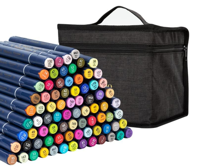 Набір різнокольорових маркерів Deli Finenolo художні двосторонні 80 кольорів (6941798434018)