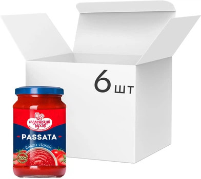 Упаковка пасты томатной Маленький кухар Passata 10% 300 г х 6 шт (4820264291398)