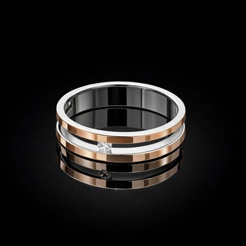 Серебряное кольцо с золотыми вставками Дуэт 16,5 р