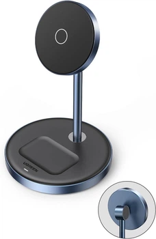 Беспроводное зарядное устройство Ugreen 20W 2-in-1 MagFlow Magnetic Wireless Charging Stand Grey (CD317)