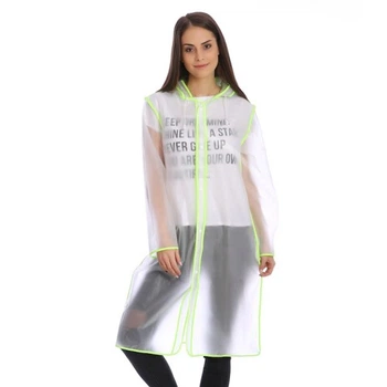 Плащ-дощовик Cat Raincoat Унісекс Білий напівпрозорий з салатовим кантом розмір L