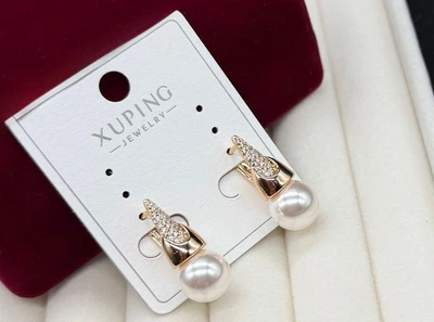 Серьги женские из бусин Xuping гипоаллергенные серьги с камушками сережки красивые бижутерия украшения для женщин под золото